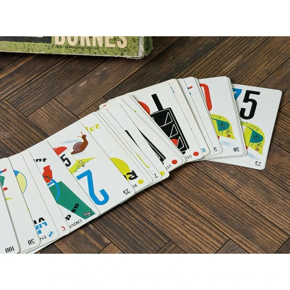 Mille Bornes 1962 Parker Brothers French Card Game Complete with Card Trays